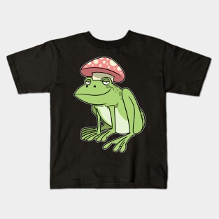 Cottagecore Aesthetic Frog Mushroom Fairycore Kids T-Shirt